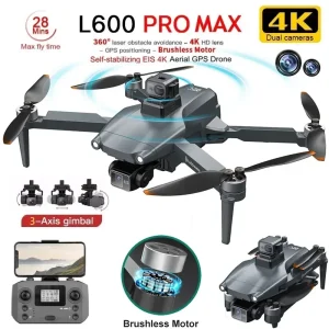 L600 PRO MAX GPS Drone Professional 4K 3-Axis PTZ HD Dual Camera
