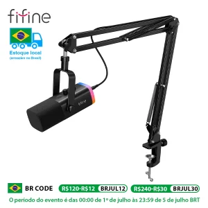 FIFINE Dynamic XLR Microphone Kit with Boom Arm for Mixer,Gaming