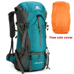 70L Nylon Camping Backpack Travel Bag With Rain Cover